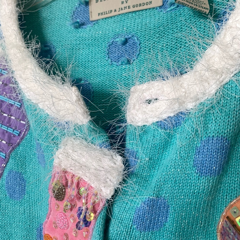 🌵Vintage Design Options By Philip And Jane Gordon Stockings Sweater Cardigan M - Picture 6 of 11